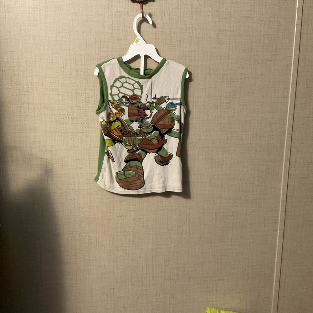 Ninja Turtle Action Tank Top for Kids - Green & White